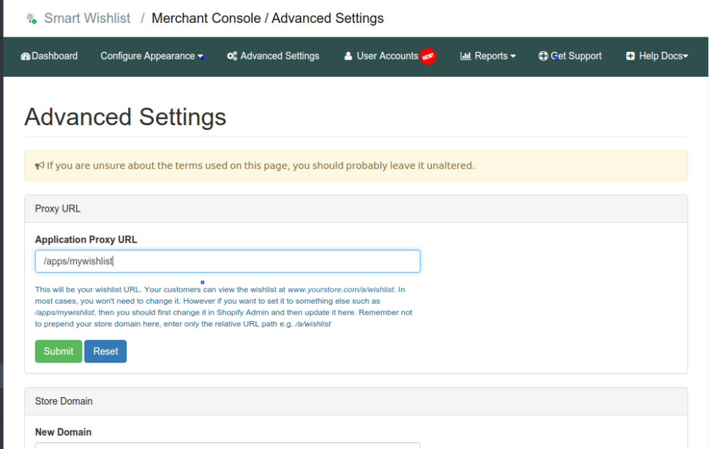 Smart Wishlist Advanced Settings