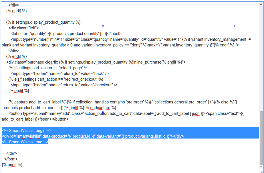 Add this code to snippets/product-form.liquid